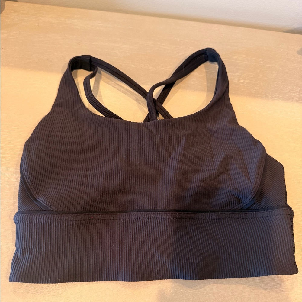 Lululemon Black Ribbed Strappy Sports Bralette